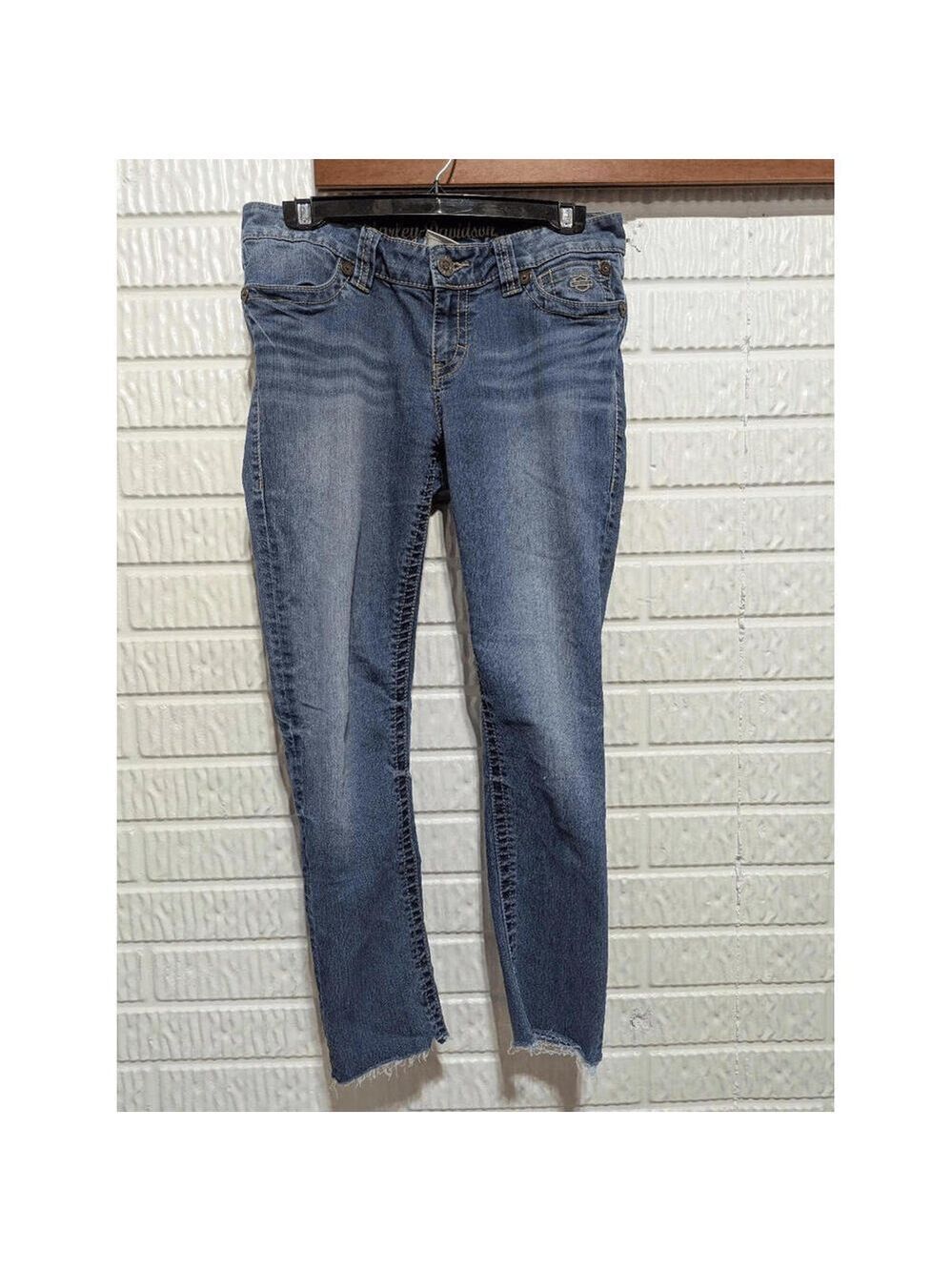 Harley Davidson Women's Blue Mid-Wash Low-Rise Jeans Size 10